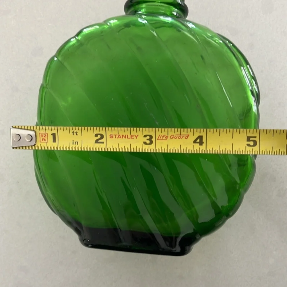 Vintage Green Duraglass Refrigerator Bottle Green Diagonal Lines Art Deco No Lid